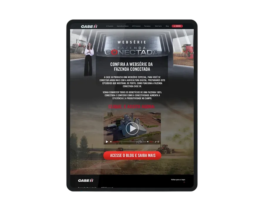 Landing page em tablet